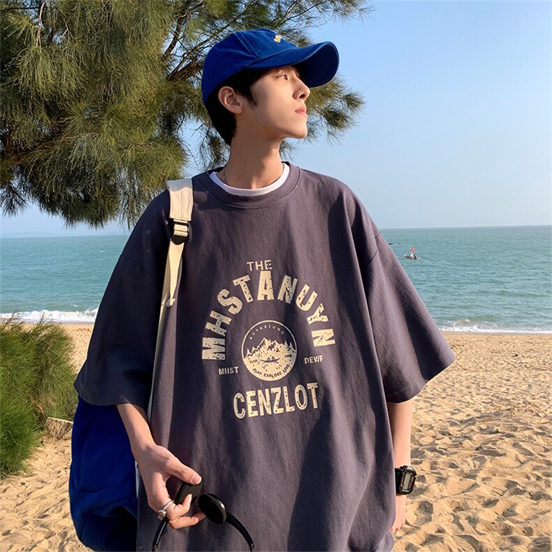 男士短袖t恤潮流宽松五分袖BF风潮牌情侣装男生衣服港风T177-p28,男装T恤,星座1008