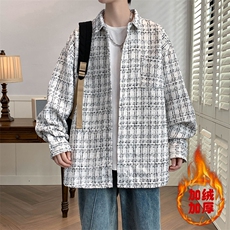 秋款小香风男夹克衬衫长袖宽松格子衬衣休闲外套8811/8812TP55，男装衬衫，电商A012