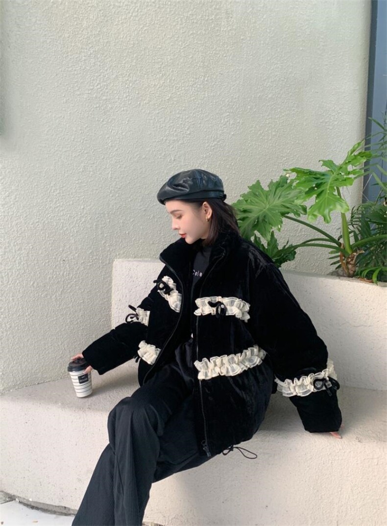 丝绒手工工艺羽绒服，女装羽绒服，得到THETHAT