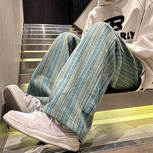 8XL-M特大码呢料加绒裤男新年裤条纹卫裤休闲基础款K948P60加绒70图片