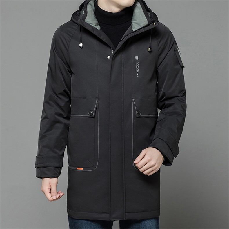中年男连帽中长款羽绒服男冬装外套白鸭绒爸爸装XXA7022-6-P355图片
