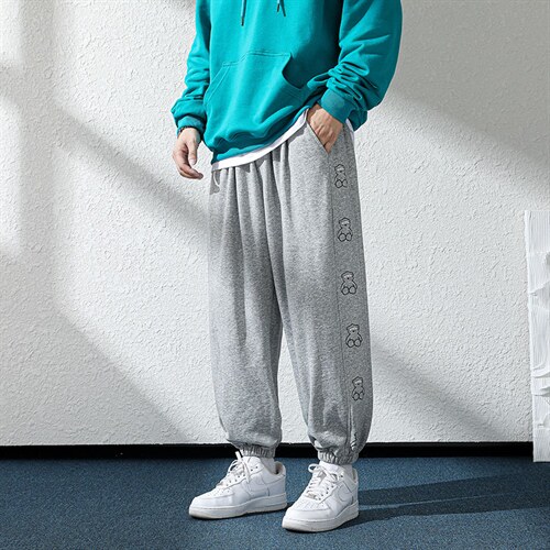 日系2024秋冬款个性卡通印花束脚运动休闲潮牌卫裤8803-P50控69，男装休闲裤，星座914-3