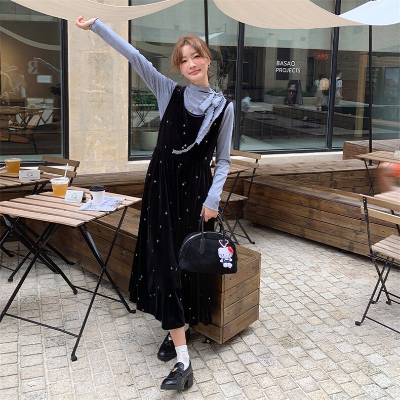 【新品首-发】韩系金丝绒套装单背心裙P115-K170套装P155-K225，女装套装/套裙，浙宝285（原212）