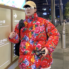 MY204东北大花男女休闲面包服保暖防寒棉袄风汉服冬情侣装，男装棉衣，星座115A(原星座507）