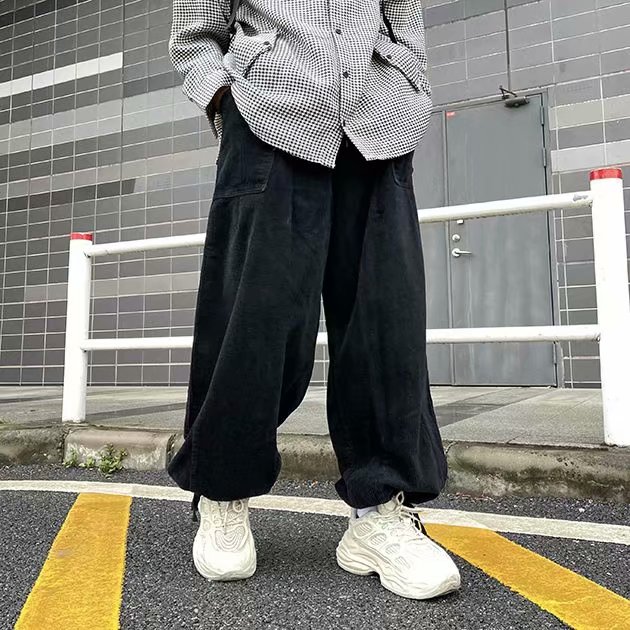 灯芯绒休闲裤子日系坠感阔腿萝卜长裤A377P30，男装休闲裤，星座1116-2