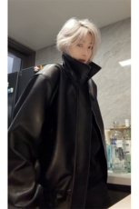 2025秋冬cleanfit宽松短款垫肩外套美式ins复古皮衣JK3652-特P78，男装皮衣，电商B295