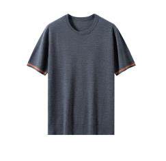 2025年秋季新款百搭男士圆领精仿短袖，男装针织衫/毛衣，榆莲羊绒