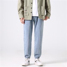 2022！男女直筒港风宽松阔腿松紧腰牛仔裤D888款P32元，男装牛仔裤，星座1202-3（原1218-3）