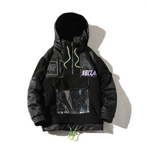 709-MY15-P115 20冬款 白底加厚潮牌羊羔皮毛一体套头夹克棉服图片