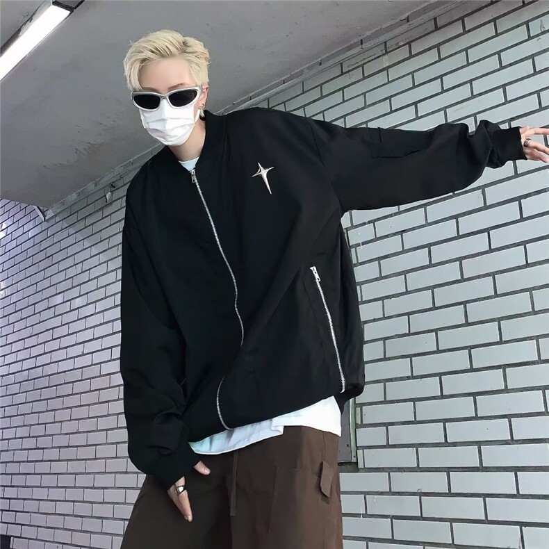 牧野森美式夹克男春季防风工装春秋外套棒球服刺绣薄外衣JK7003,男装夹克,星座1116A-1（原606A）