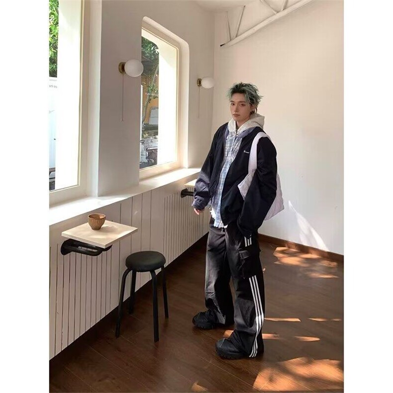 “正反两面穿”美式潮牌复古格纹工装夹克男女秋季宽松休闲外套潮,男装夹克,星座506A