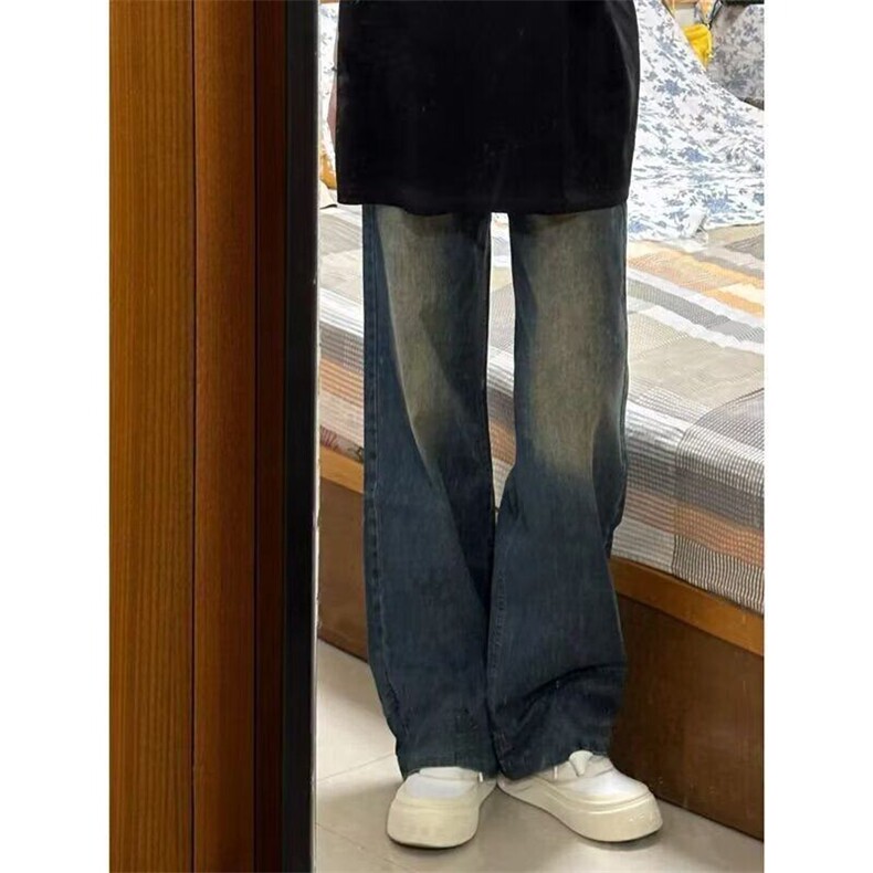 复古牛仔裤男夏季美式潮牌ins宽松直筒裤女做旧阔腿裤L20111-p38，男装牛仔裤，星座1008