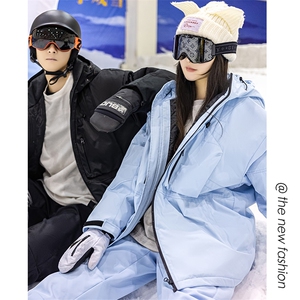 冬季防水防风连帽中性风男女同款加厚保暖时尚滑雪服外套M42-P165图片