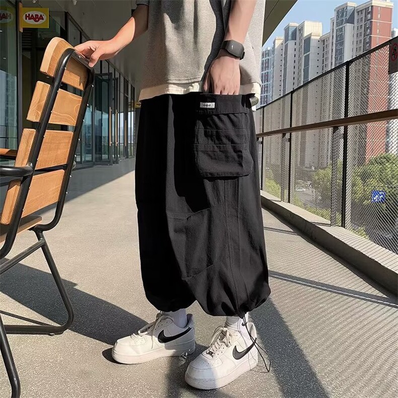 港风复古阔腿大口袋工装裤男秋季宽松直筒束脚裤潮牌炸街九分裤,男装工装外套,星座1210-1