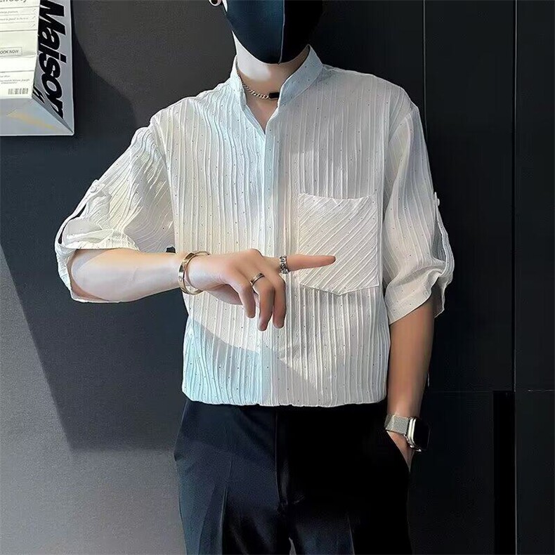 M626-P40痞帅炸街短袖衬衫新款设计感潮牌半袖上衣,男装T恤,星座617A-1（原B318A）
