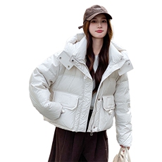 现货可推2025冬装新款气质休闲宽松加厚白鸭绒连帽羽绒服女，女装羽绒服，时尚风爆