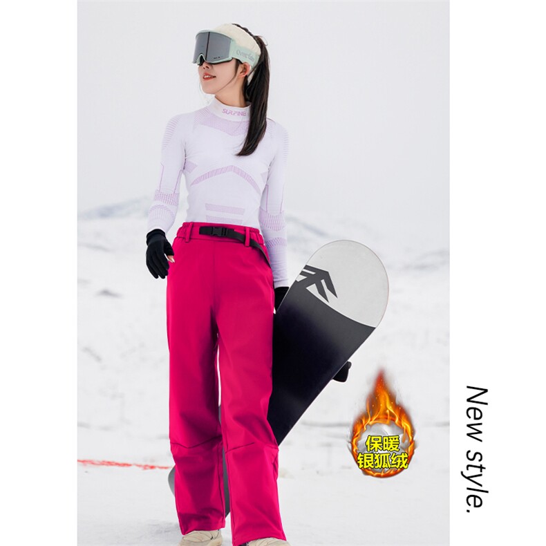 冬日多巴胺滑雪裤男女加绒加厚防水单板双板登山裤K1002J加绒-P75,男装休闲裤,电商A001-1