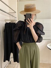 超好看～可拉肩泡泡袖仙女衫，其它，唇蔻