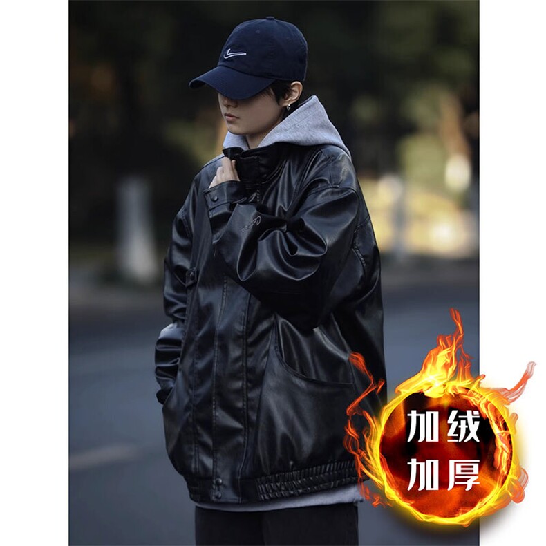 复古皮衣外套男士秋冬飞行员教练皮夹克加绒秋冬款美式机车服棉衣图片