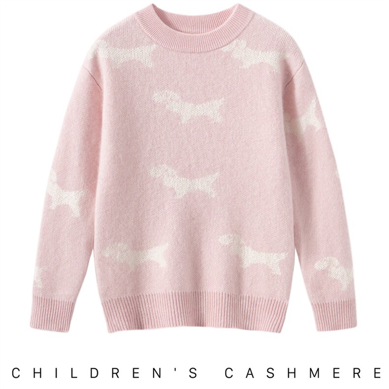 2025新款男女通用儿童加厚四平小狗，童装儿童羊绒衫，圣极绒童装