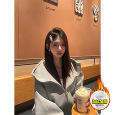 480G重磅加绒硬挺boxy男女秋冬美式高街防风高领卫衣开衫厚外套，女装短外套，电商A486