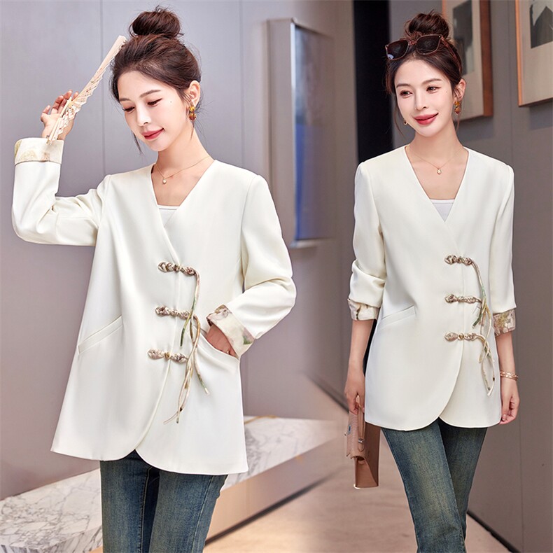 【专柜25春新款】新中式国风别致绝美高级V领西装外套女西服07，女装西装，铭街依杨
