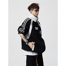 WY10190-特P60420g重磅-高品质-条纹设计感大码保暖卫衣外套男，男装棉衣，电商A059