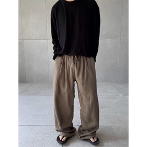 现货亚麻直筒休闲裤男士阔腿裤韩系通勤cleanfit穿搭K06030特P45图片