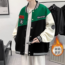 2023秋装新品青少年夹克运动棒球服加绒加厚百搭外套男2111-P65，男装夹克，电商A441-1