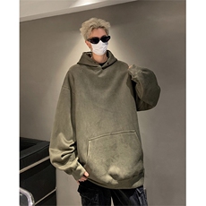 抖音得物重磅420克高品质二开麂皮绒连帽卫衣宽松外套JP001特P33，男装卫衣，电商A486