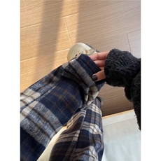 春季藏青格子毛呢裤子男美式休闲裤宽松直筒长裤1008-LCK200-P49，男装休闲裤，星座1008