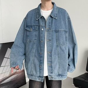 牛仔外套男春秋季潮流宽松帅气印花上衣韩版休闲学生痞帅夹克图片