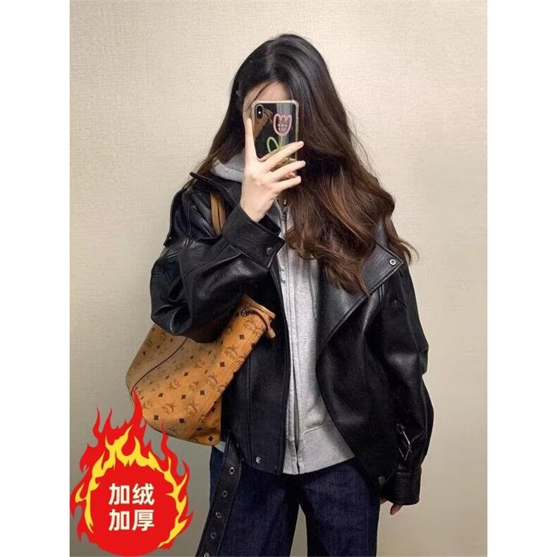 高级感加绒皮衣外套痞帅街头机车服韩PU皮夹克衫Y1027-P108网图,女装皮衣,电商B245