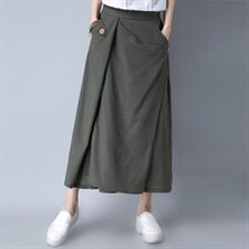 棉麻纯色半身裙2025年夏季文艺潮流简约时尚百搭，女装半身裙，风姿绰