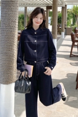 高级感穿搭美式牛仔上衣套装女初春秋2025年超火好看阔腿裤两件套，女装套装/套裙，2C088