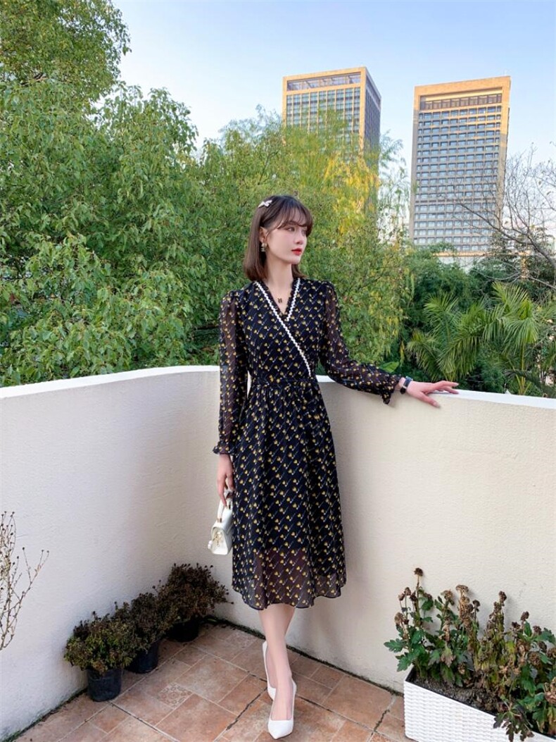 韩版时尚潮流优雅淑女气质甜美连衣裙,女装连衣裙,荷塘月色