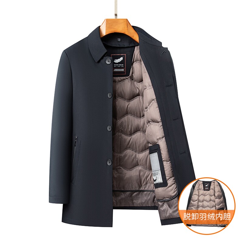 全羽绒主推款翻领暗扣可脱卸内胆羽绒服冬季外套爸爸装62358-P220图片