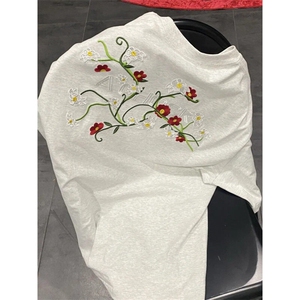 【有货】TX01ZZ-特P35 美式街头潮牌藤蔓花卉刺绣cleanfit短袖T恤图片