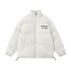 白底冬季时尚百搭宽松字母印花加厚棉服外套MY2080特批65控98，男装棉衣，电商A247-1