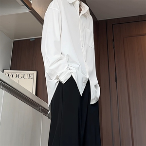 冷淡系高级感衬衫男春秋季青少年痞帅高级感垂感百搭长袖衬衣外套图片