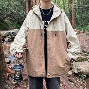 户外冲锋衣外套男春秋季百搭宽松潮流衣服学生运动连帽夹克图片