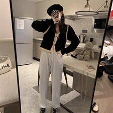 撞色坑条开衫，其它，XTZ style