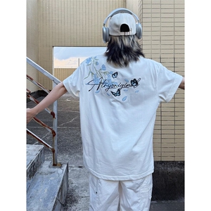 万针全刺绣解构设计260克重磅双纱纯棉高品质美式高街短袖T恤特35图片