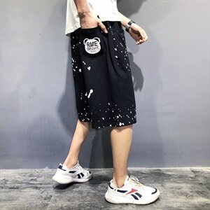 新款裤子男潮流ins运动短裤宽松潮牌休闲七分裤加肥大码592款图片
