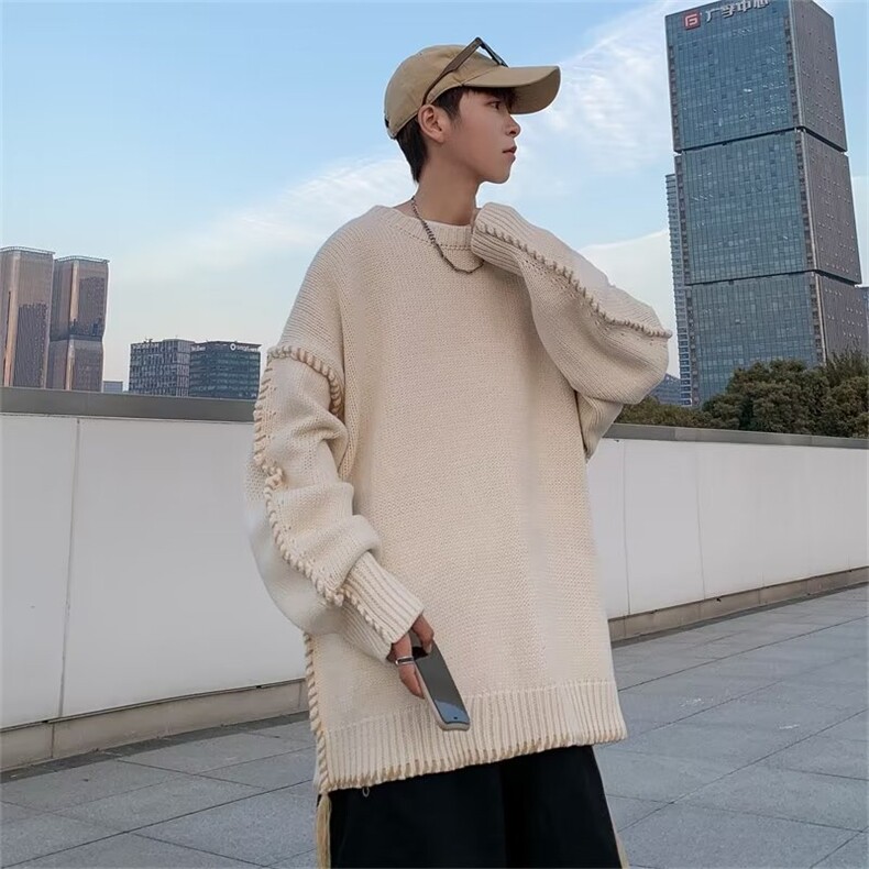 毛衣男港味2023秋季复古日系针织衫M226P55,男装针织衫/毛衣,星座1116-2