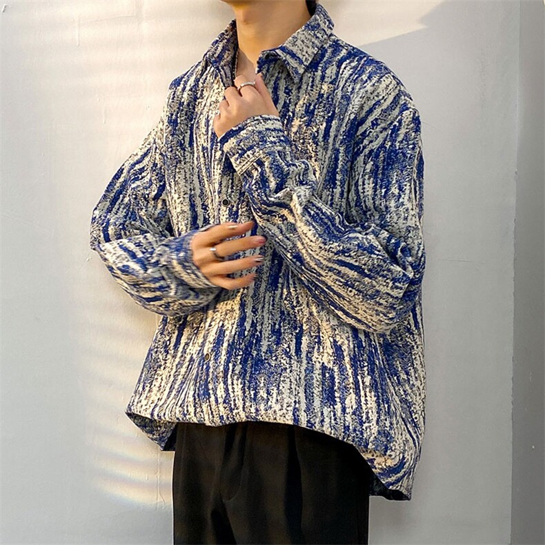 2022扎染加厚长袖衬衫男青少年渐变迷彩外套百搭加厚衬衣CS901P55,男装衬衫,电商A062