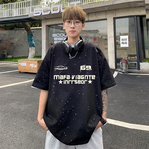 量大优供抖音视频 支持得物配合二开美式满天星亮片短袖T恤MTX350图片
