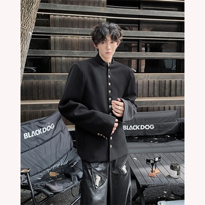 24秋冬中式超短款多扣垫肩中山装老钱风西服夹克XZ59-P125图片
