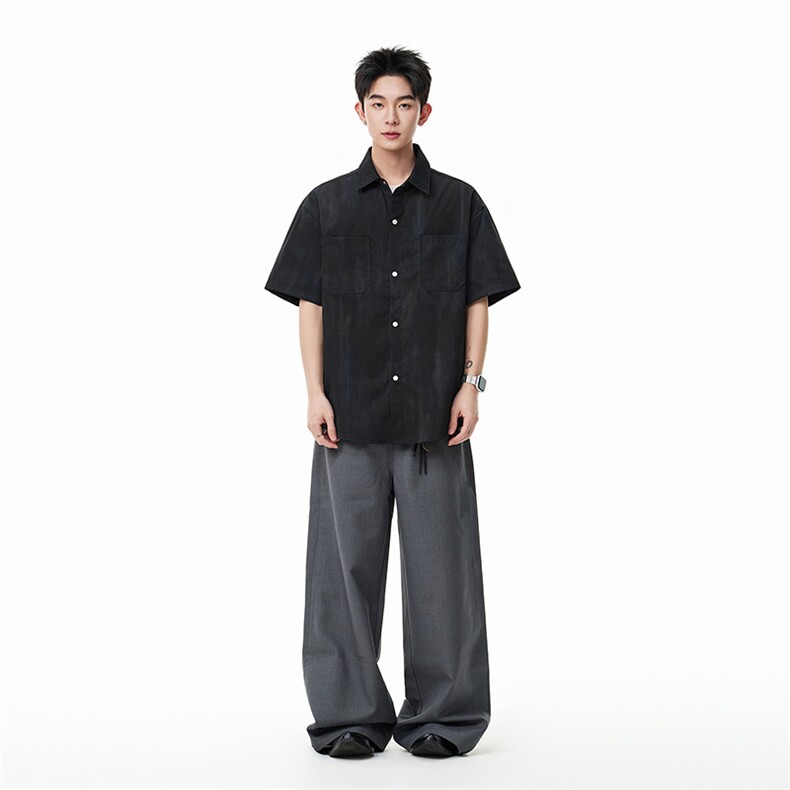 扎染短袖衬衫男士夏季薄款美式工装休闲上衣女X64165-TP3559,男装T恤,电商A102