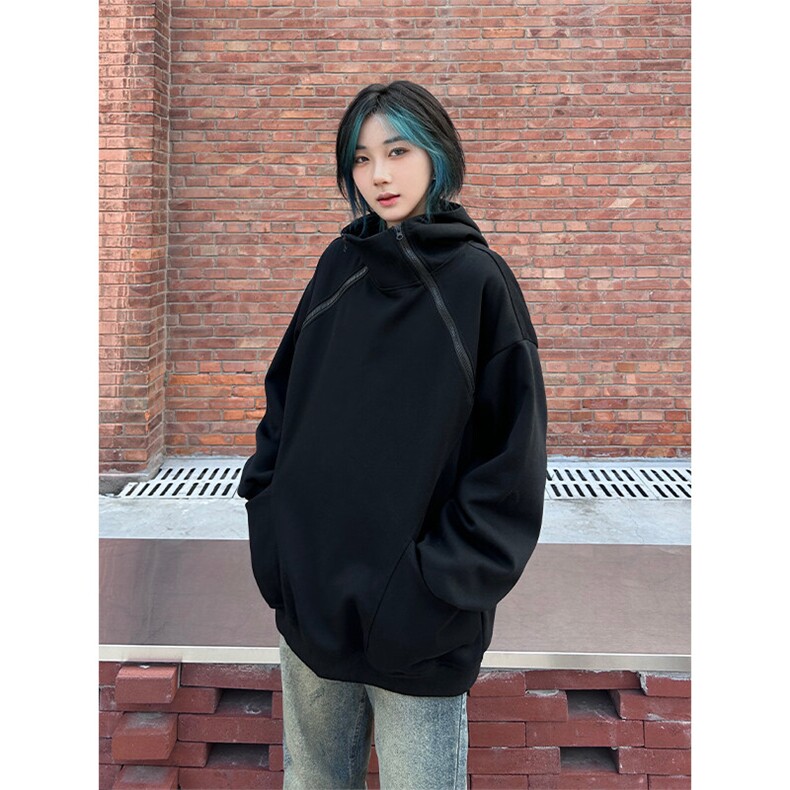 春季港风美式潮流拉链设计套头连帽卫衣潮 XZ213-W2205-P70控88图片